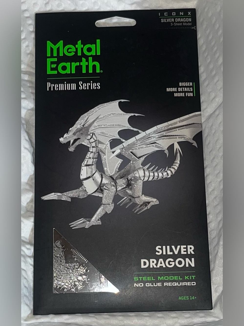 Metal Earth Premium Series - ICONX - Silver Dragon Steel Model Kit BRAND NEW